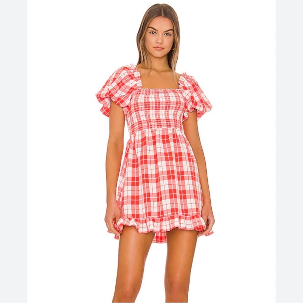 Show Me Your MuMu Red and White Gingham Dress